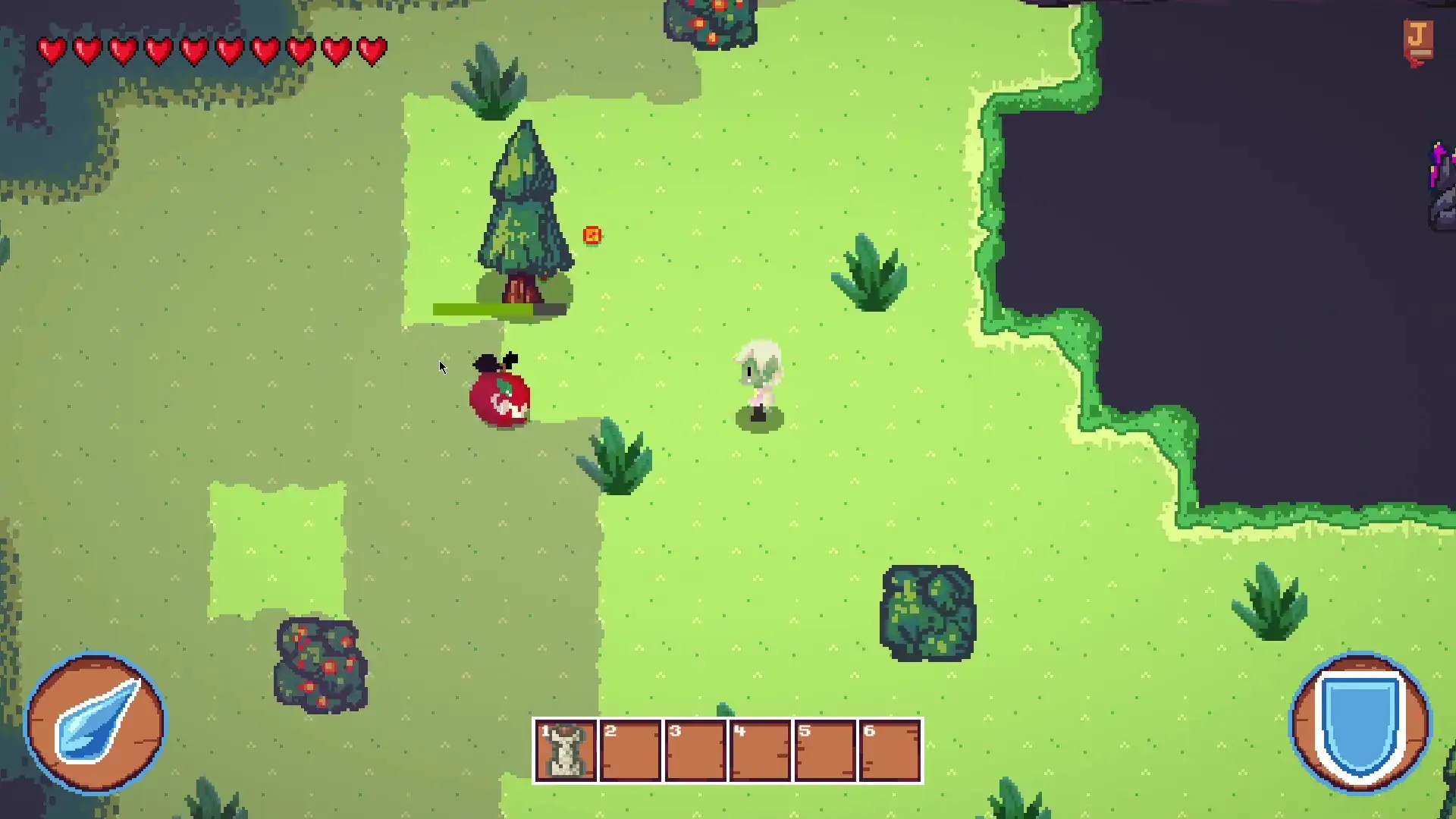 Screenshot of gameplay in the forest